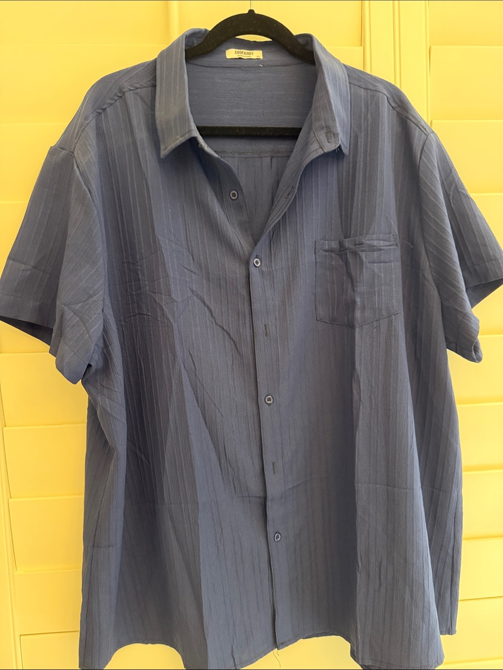 Men's Short-Sleeve Button-Down Shirt in Slate Blue by Unknown